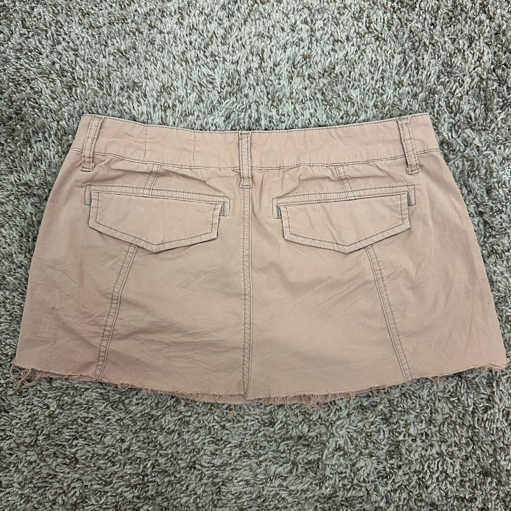 Y2K Micro Mini Skirt Denim Med Pockets Stretch Grunge Frayed Hem‎ Indie Sleaze - Picture 3 of 8